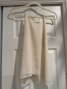 Tobi Cream Double-Layer Chiffon Tank Top